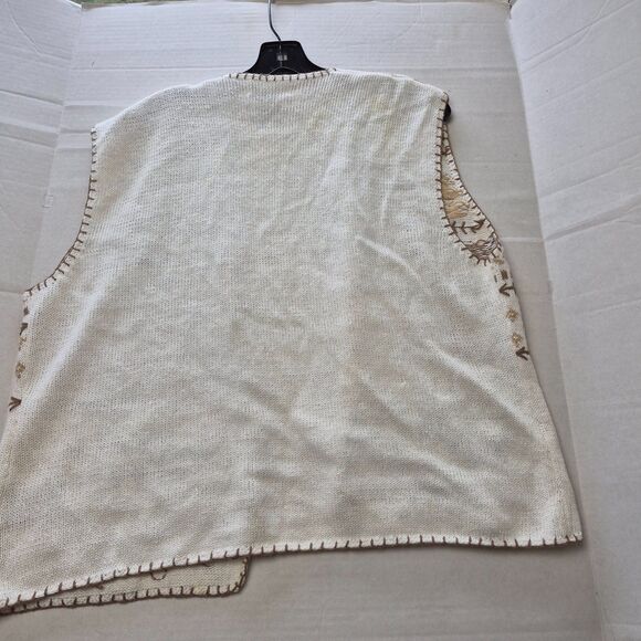 Beldochpopper Cardigan Size XL Tan with Embroadary on Front & Sleeveless - Picture 6 of 6
